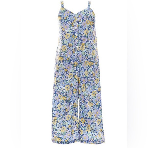 Copper Key Big Girls Floral Sleeveless Jumpsuit – Size L Wide-Leg Design NWT - Picture 1 of 10